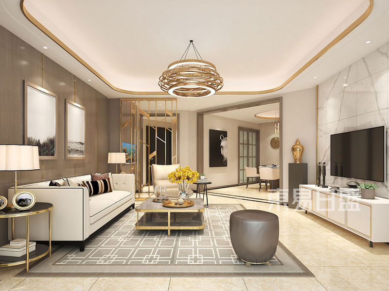 120㎡三居室現代輕奢風格裝修案例